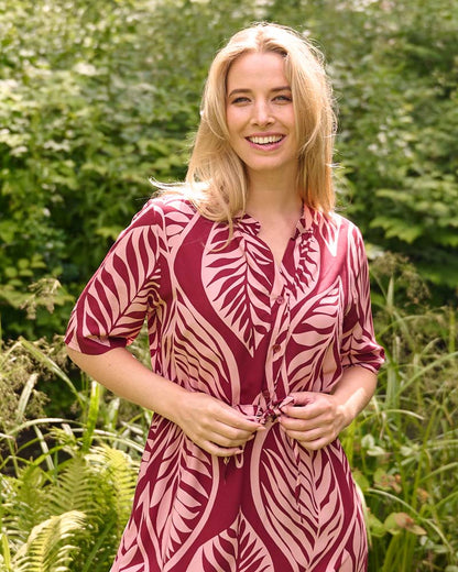 Jurk - Lalia Blad stamp | Plum