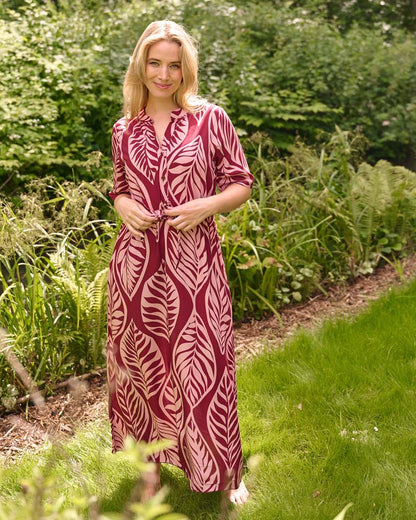 Jurk - Lalia Blad stamp | Plum