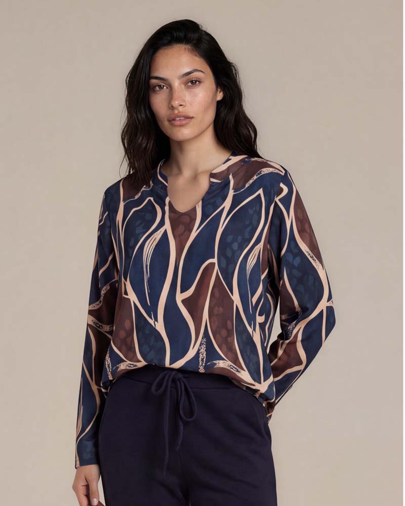 Top - Eefje Wild leaf-FB | Navy