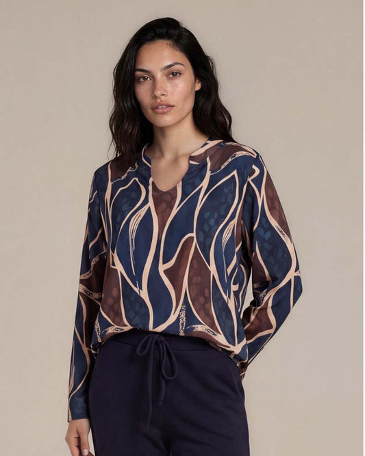 Top - Eefje Wild leaf-FB | Navy