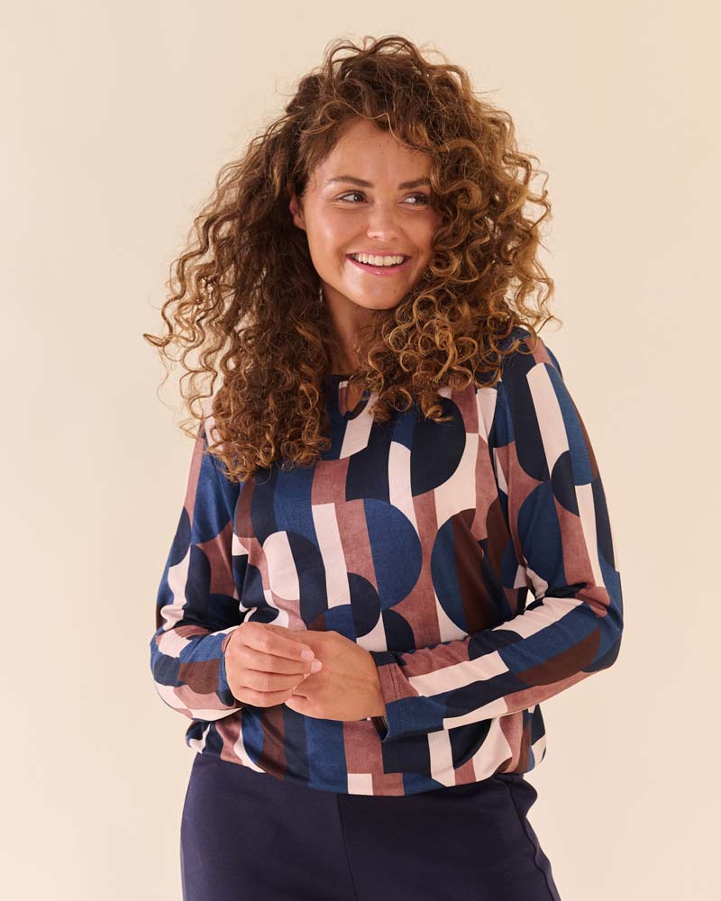 Top - Mimi Geo Arches-FB | Navy