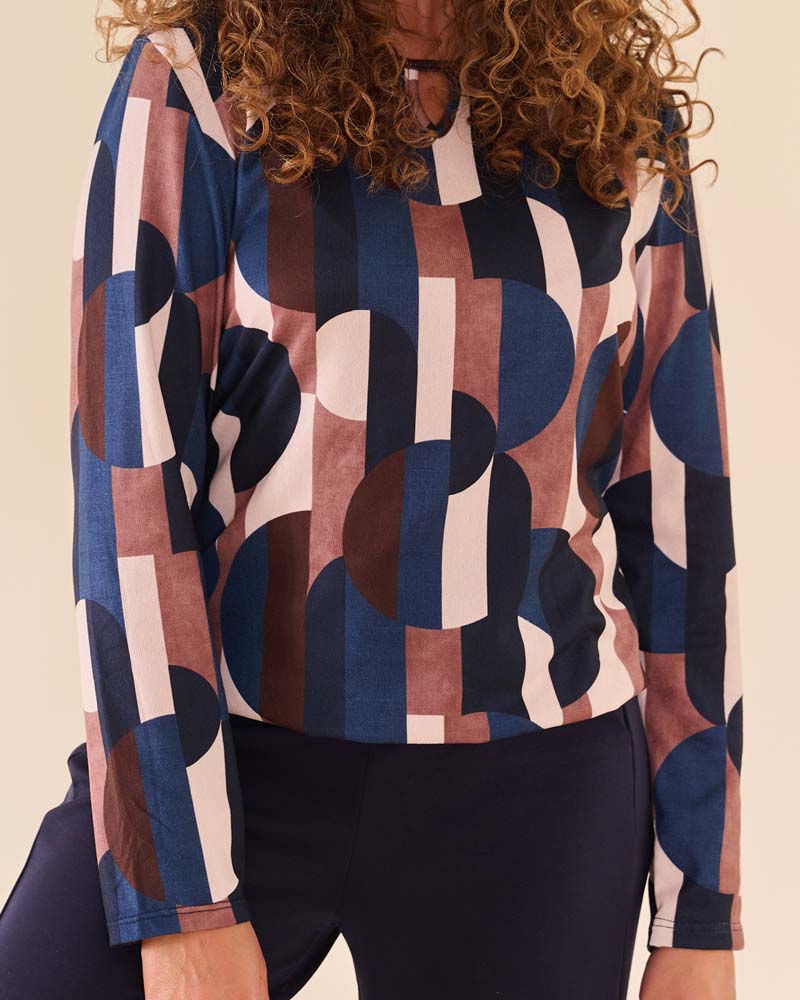 Top - Mimi Geo Arches-FB | Navy
