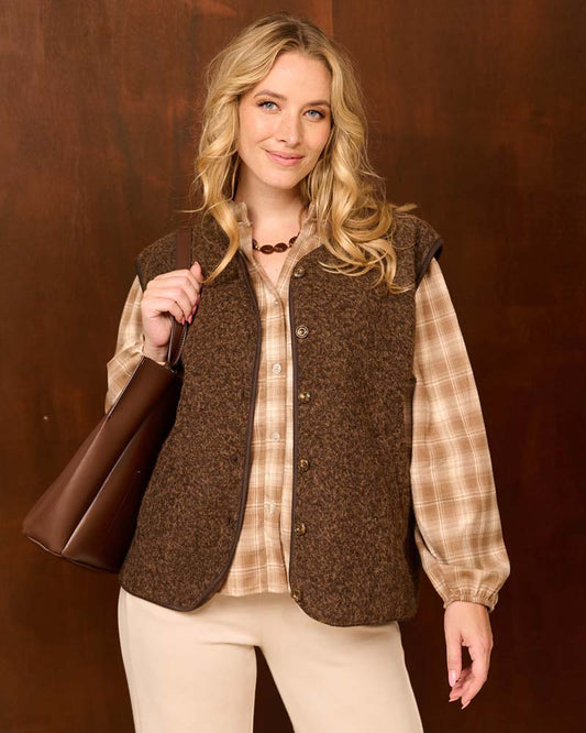 Gilet - Keesje Boiled wool look | Bruin