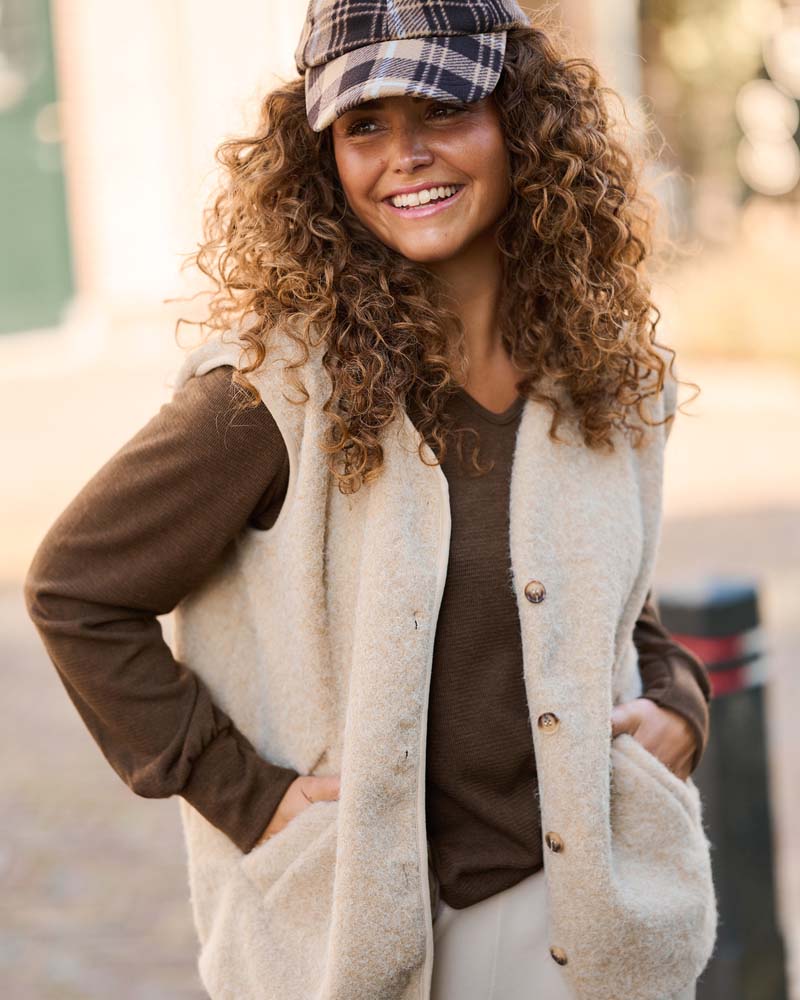 Gilet - Keesje Boiled wool look | Beige