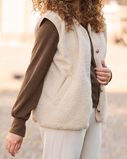 Gilet - Keesje Boiled wool look | Beige