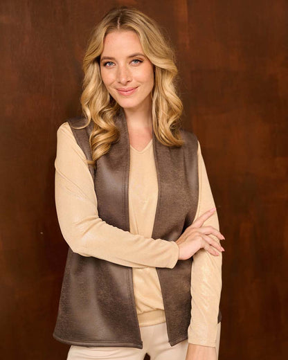 Gilet - Londy Leather Look | Bruin