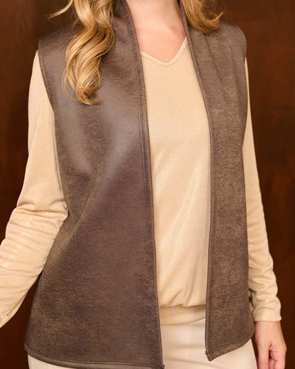 Gilet - Londy Leather Look | Bruin
