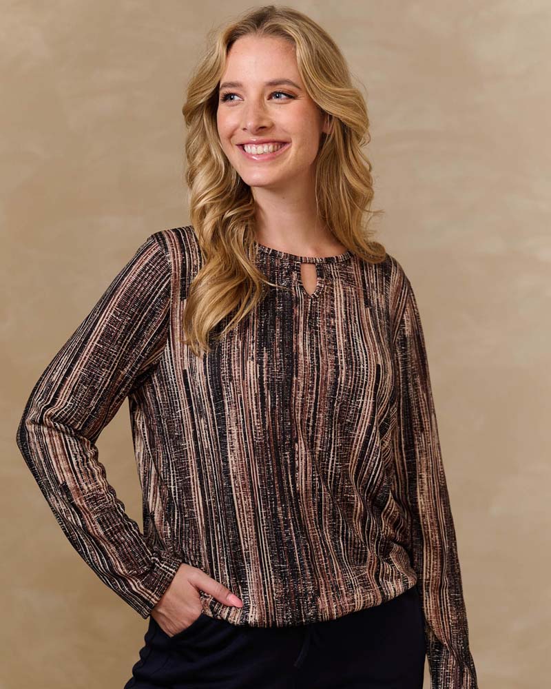 Top - Mimi Grain lines-FB | Navy