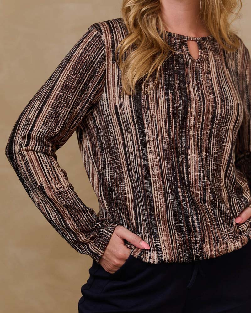 Top - Mimi Grain lines-FB | Navy
