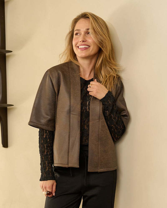 Gilet - Lia Leather Look | Bruin