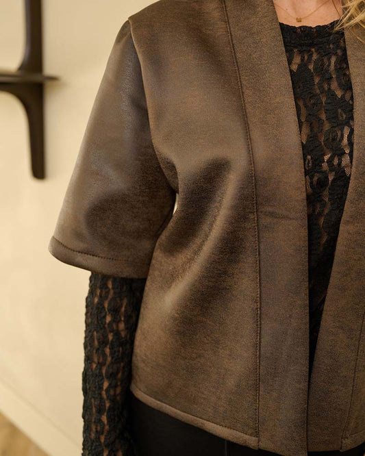 Gilet - Lia Leather Look | Bruin