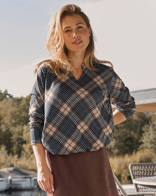 Top - Eefje Ruit diagonaal-FB | Navy