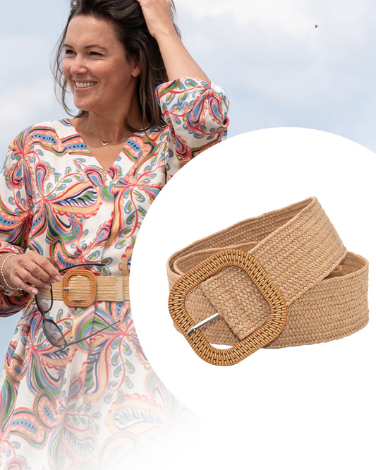 Riem - Gevlochten elastiek | Beige