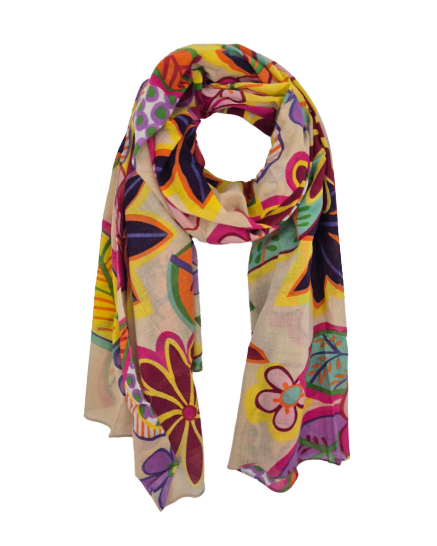 Bonte sjaal met kleurrijke bloemenprint | Multicolor