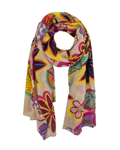 Bonte sjaal met kleurrijke bloemenprint | Multicolor
