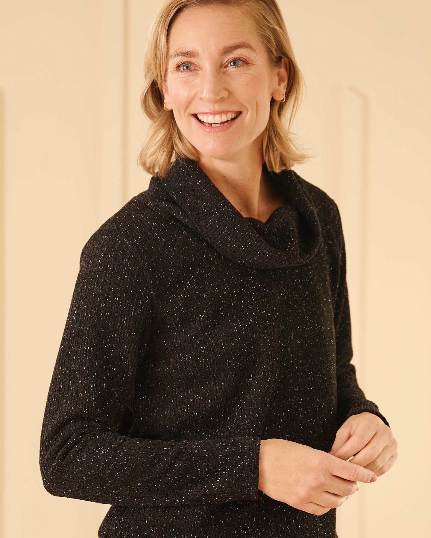 Top - Nico Soft lurex | Zwart Tops & Blouses