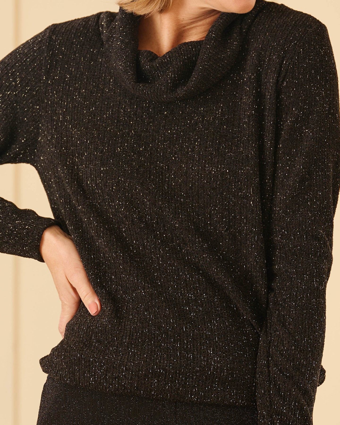 Top - Nico Soft lurex | Zwart Tops & Blouses