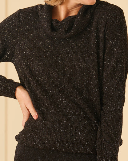 Top - Nico Soft lurex | Zwart Tops & Blouses