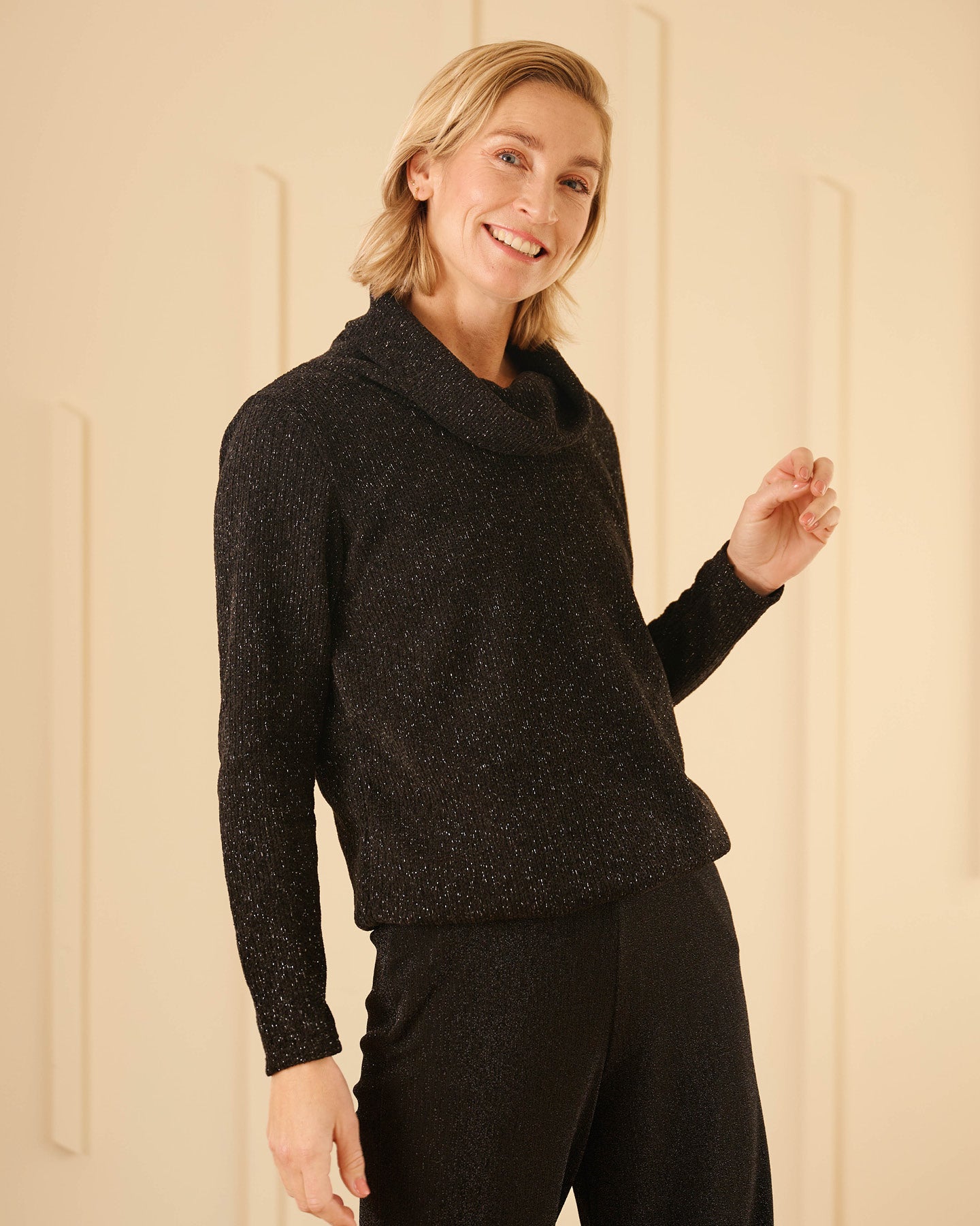 Top - Nico Soft lurex | Zwart Tops & Blouses