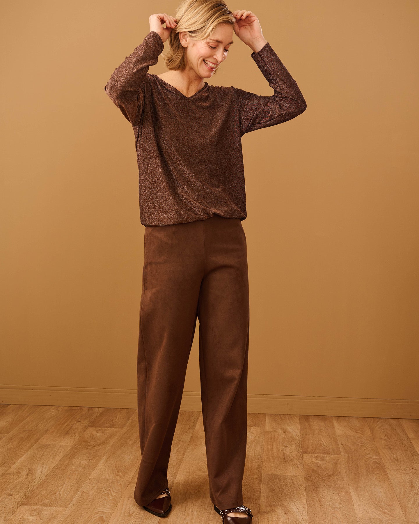 Bentha - Uni Suedine | Bruin Broeken