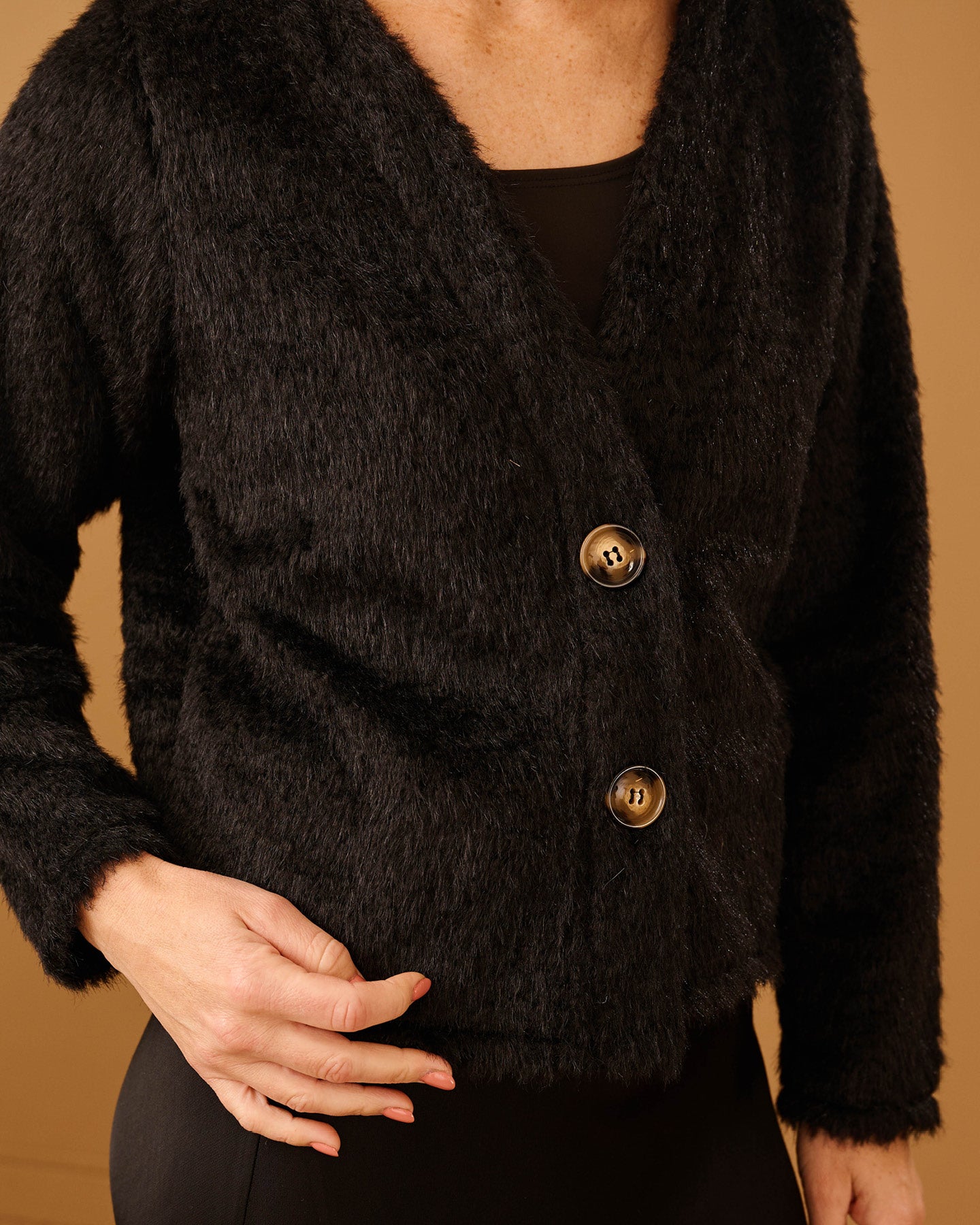 Vest - Reina Beaver | Zwart Vesten & Truien