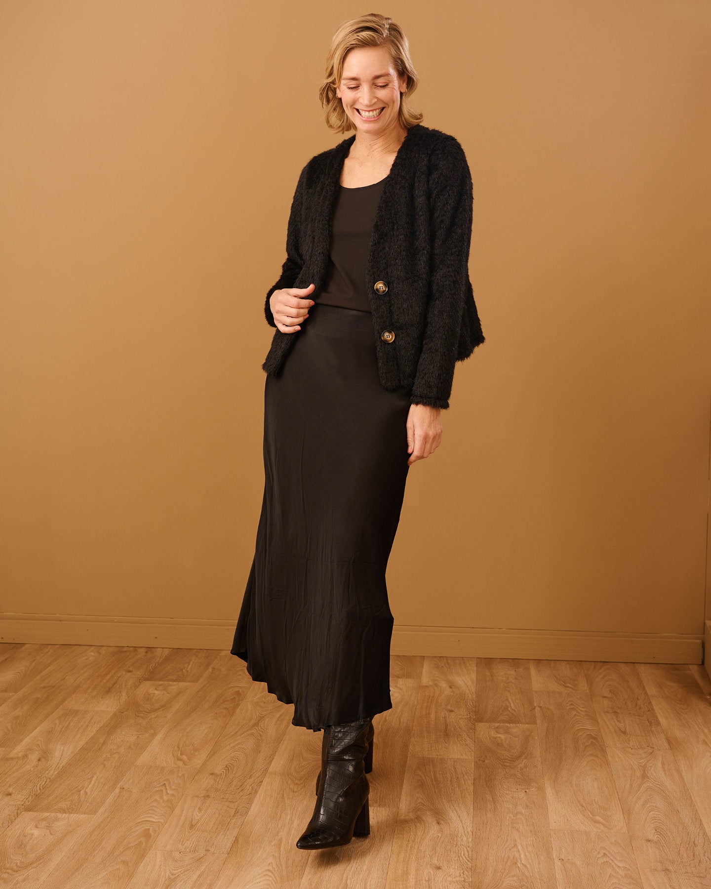 Vest - Reina Beaver | Zwart Vesten & Truien